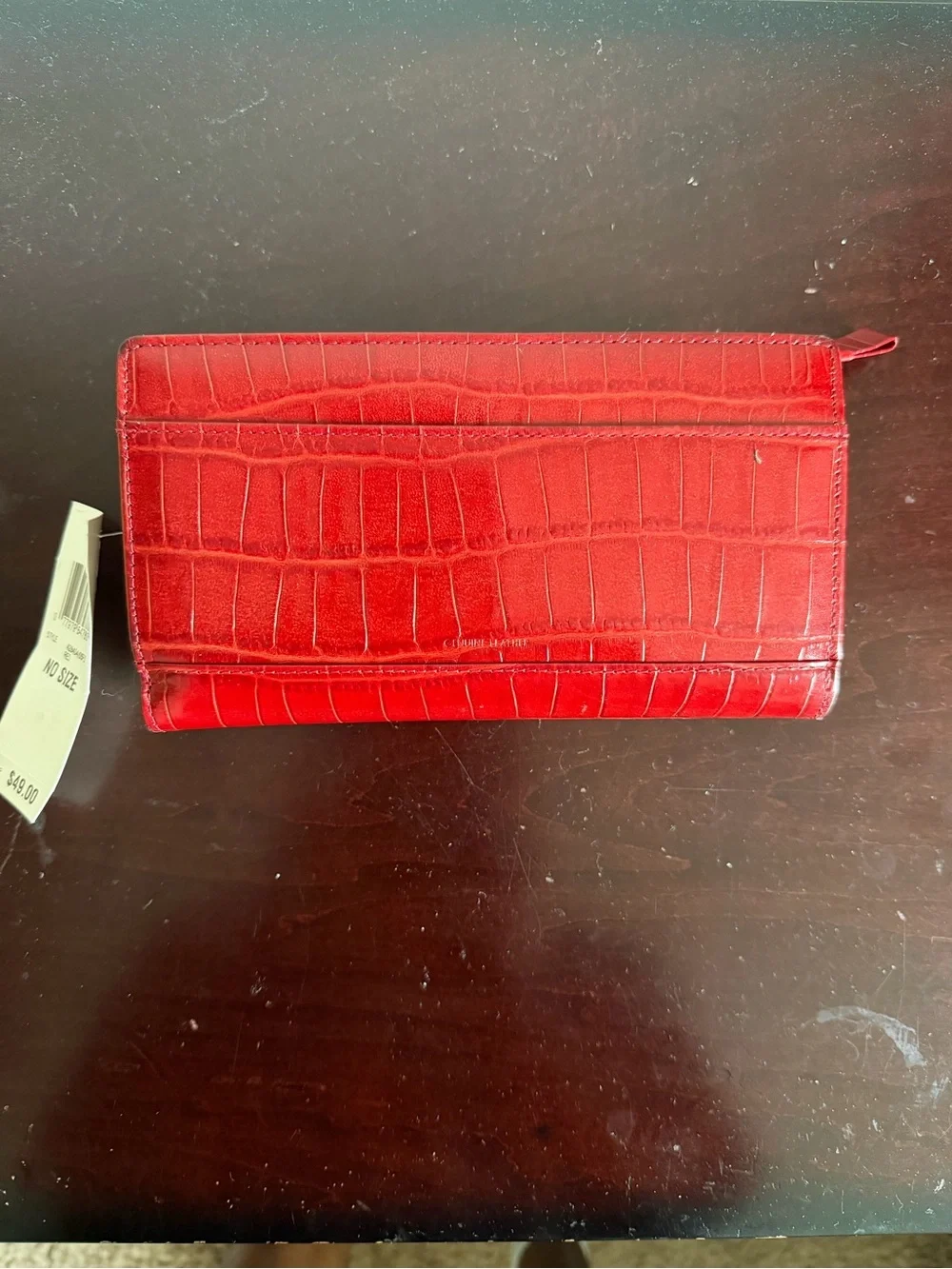 NWT-D Vintage Charter Club All-In-One Red Croc Leather Clutch Wallet READ Desc